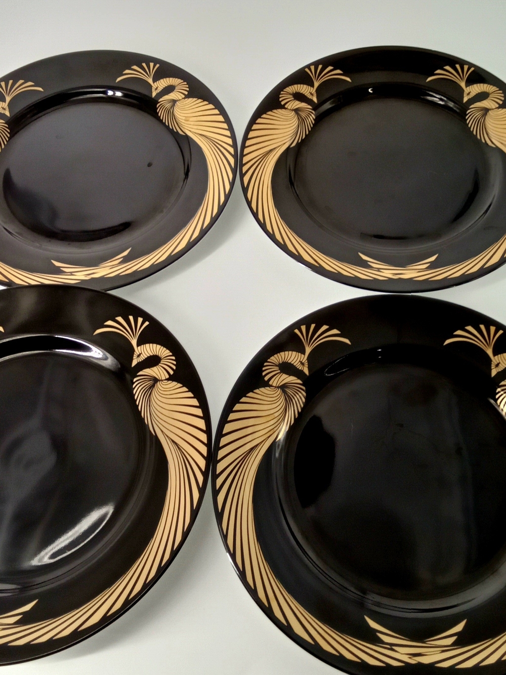 Fitz and Floyd Black and Gold Phoenix Plates
